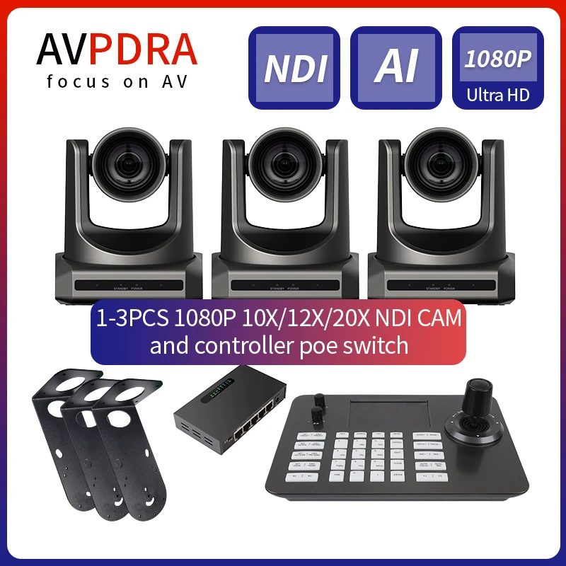 Caméra de suivi AI 60FPS Full 1080P, 12X, 20X, 30X, POE, NDI, PTZ, contrôleur de caméra, prise en charge ONVIF, 1PC, 1-3PC, livraison gratuite