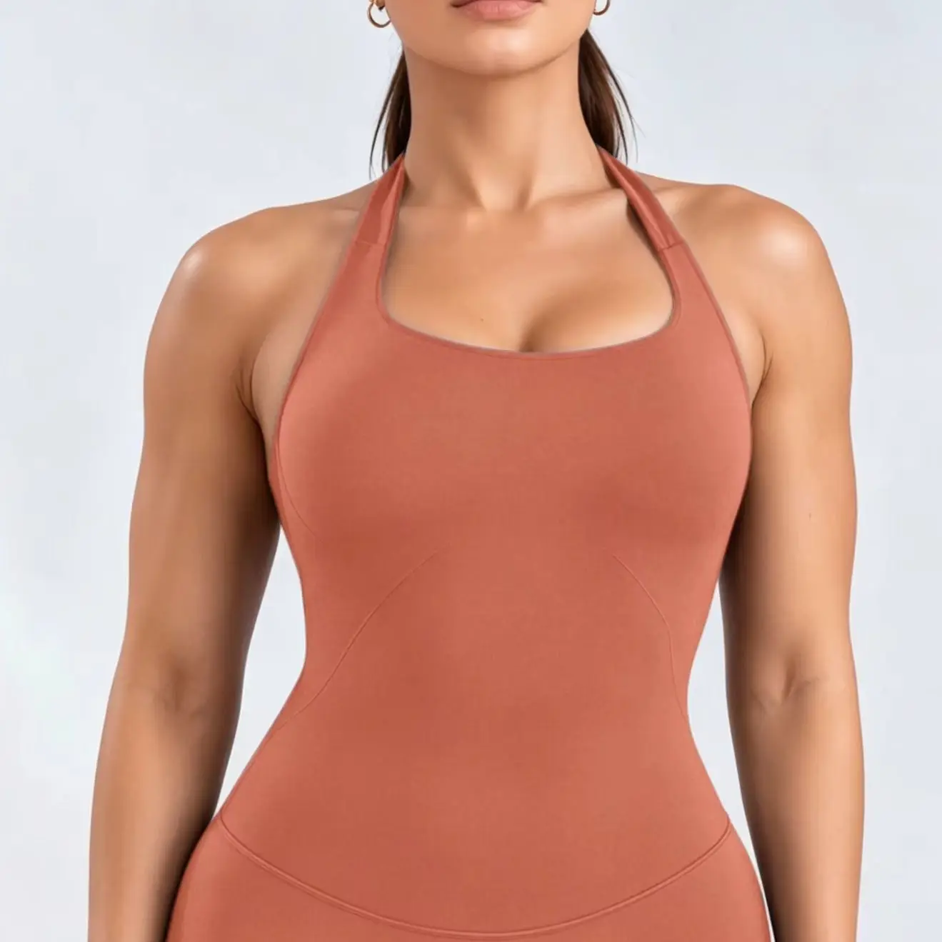 HISTELLO Impact Halter Top Women Backless Push Up Seamless High Support Bust Lift Slim Fit Gym Pilates Fitness Sports Vest