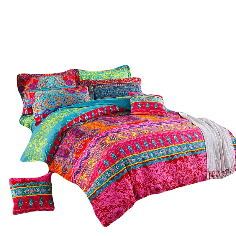 WOSTAR-funda nórdica bohemia de invierno, juego de cama con estampado de mandala, estilo retro nacional, para cama doble familiar, tamaño queen y