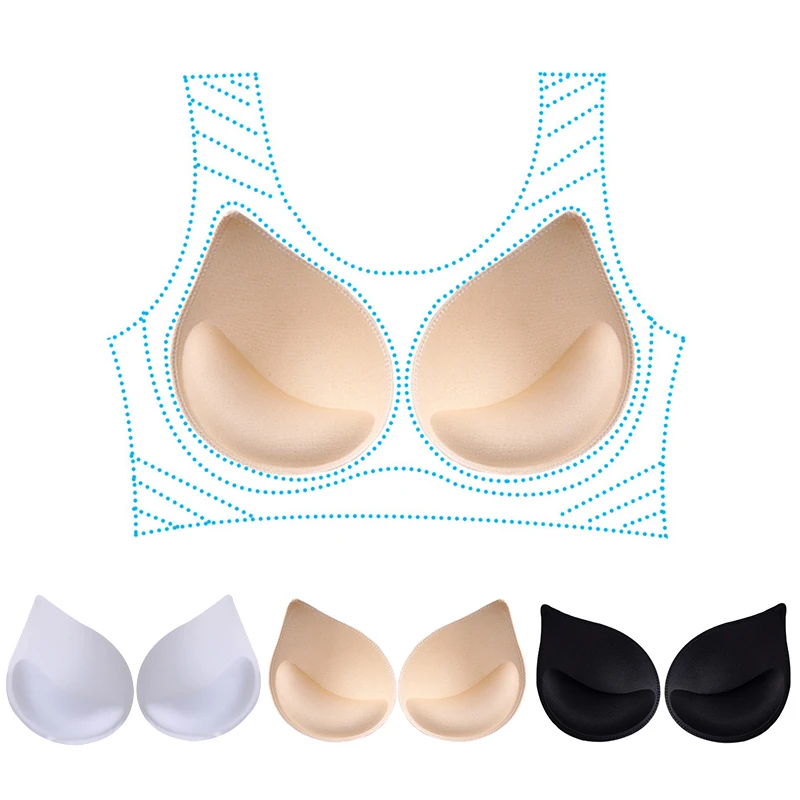 1pair Thick Sponge Bra Pads for Women Swimsuit Breast Push Up Breast Enhancer Removeable Bra Pads Inserts Cups Bra Accessories