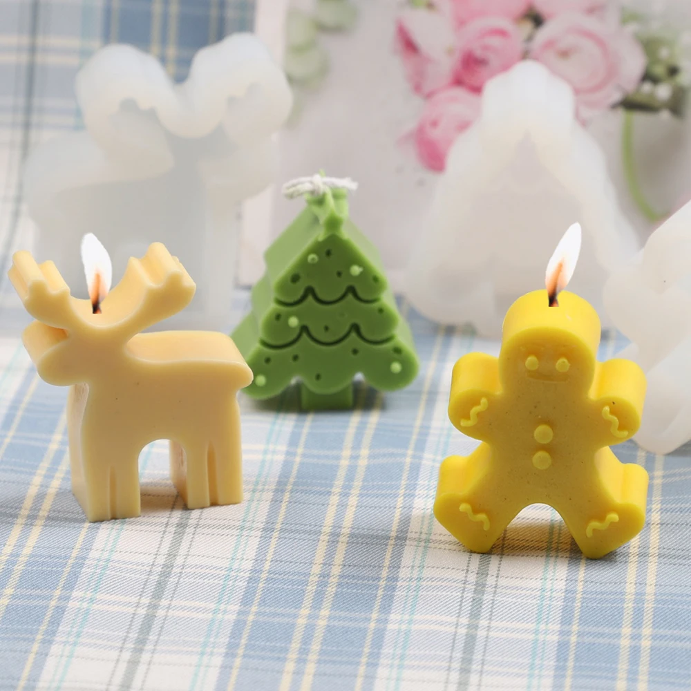 Christmas Silicone Candle Molds DIY Handmade Baking Molds Aromatherapy Making Tools Christmas Decoration Molds Holiday Party