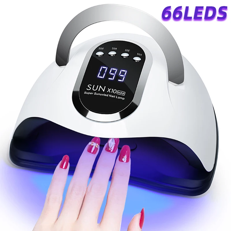 66LED UV LED Nail Lamp Nail Dryer For Fast Drying Gel Nail Polish With Motion Sensing Professional Manicure Salon Tool Equipment