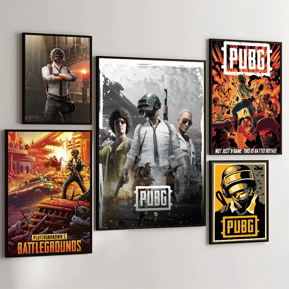 1PC PUBG Poster Movie Sticky Posters Retro Kraft Paper Sticker DIY Room Bar Cafe Aesthetic Art Wall Painting