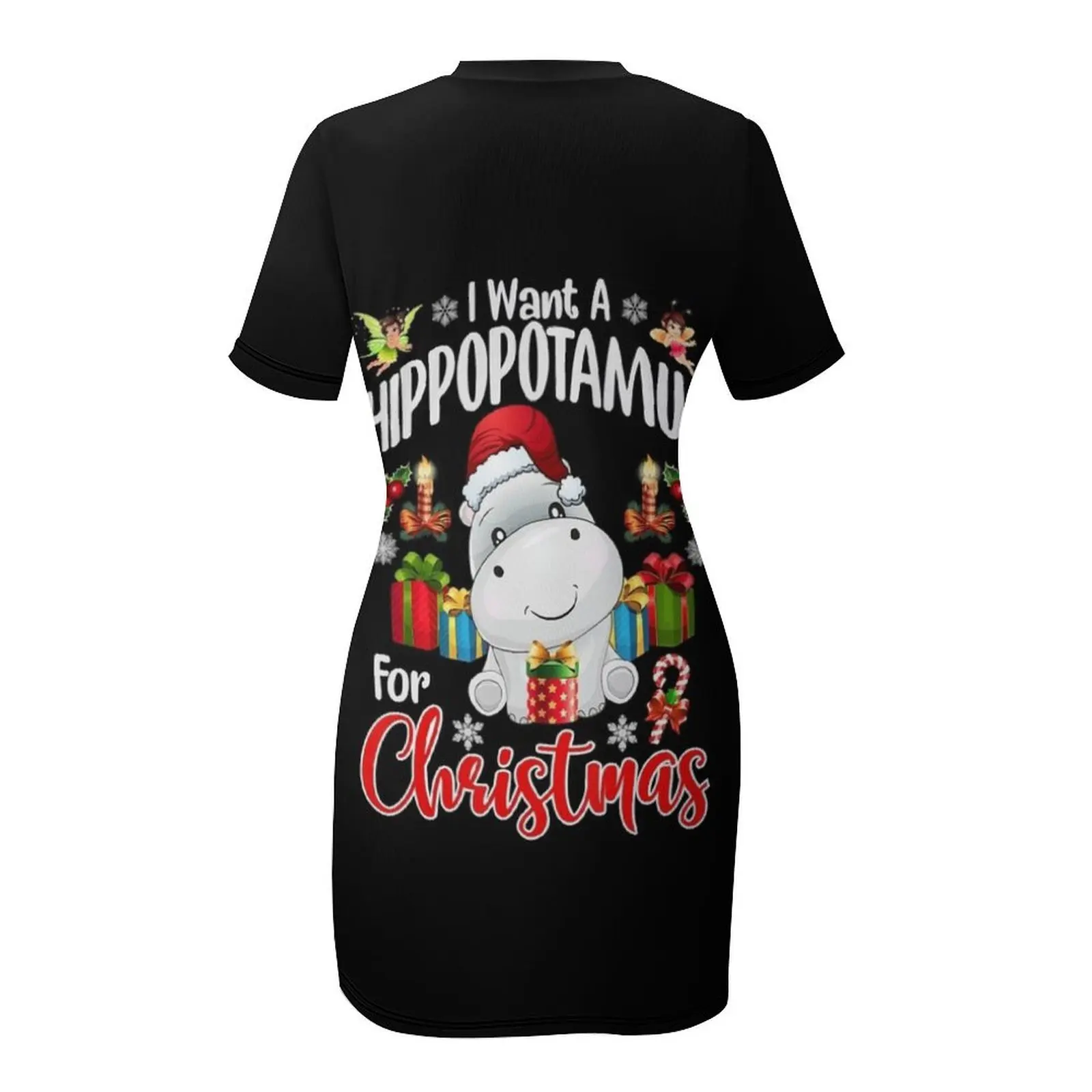 I Want A Hippopotamus For Christmas Xmas Hippo For Kid Girls T-Shirt Short Sleeved Dress Dress women Summer skirt