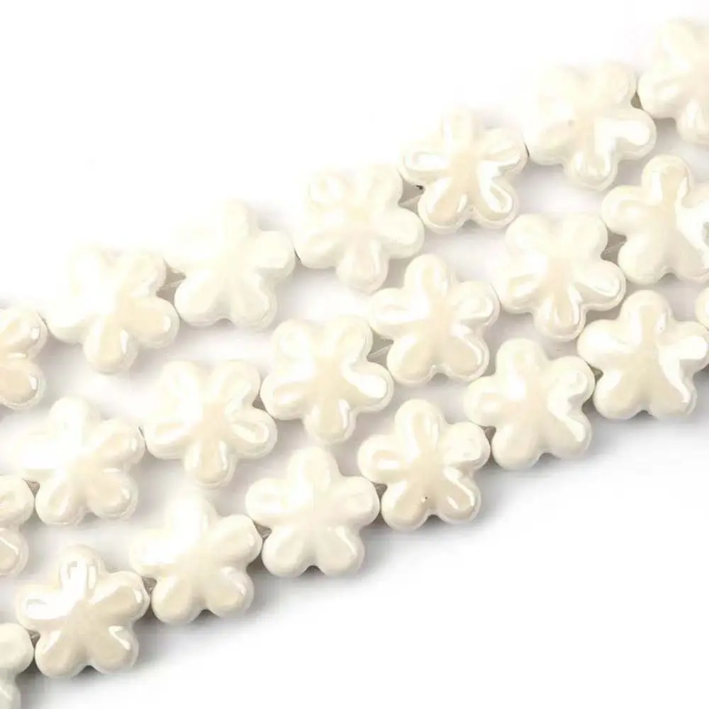 10 قطعة الحرفية اليدوية خمسة بتلات زهرة حبة لون جديد موضة السيراميك فاصل فضفاض الخرز DIY بها بنفسك اكسسوارات قلادة أقراط #1