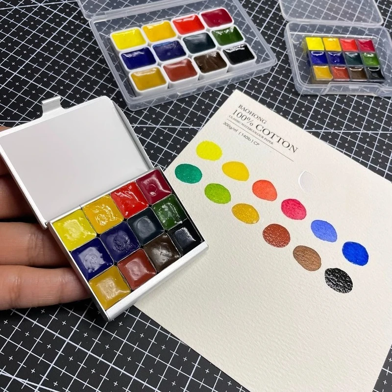 

Windsor Newton 12-color 0.5ml Silver Box Solid Watercolor Pigments Set Beginners Outdoor Sketch Painting Portable Art Supplies
