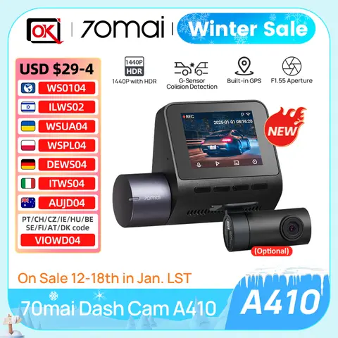 A400 Quad HD Car DVR 24H Night Vision 70mai