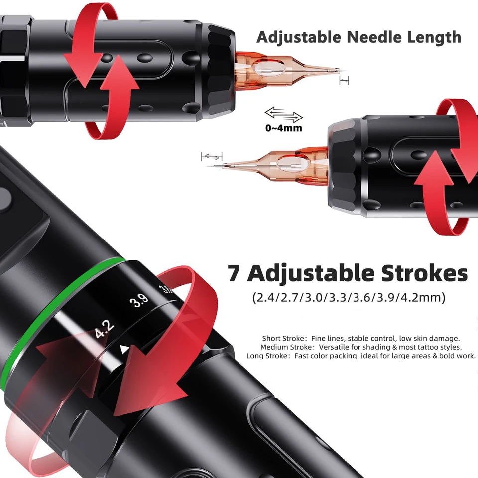 Kit de tatuaje Dragonhawk L3 completo con impresora térmica de plantillas, bolígrafo de tatuar inalámbrico de 7 carreras, 20 agujas de cartucho para principiantes 3