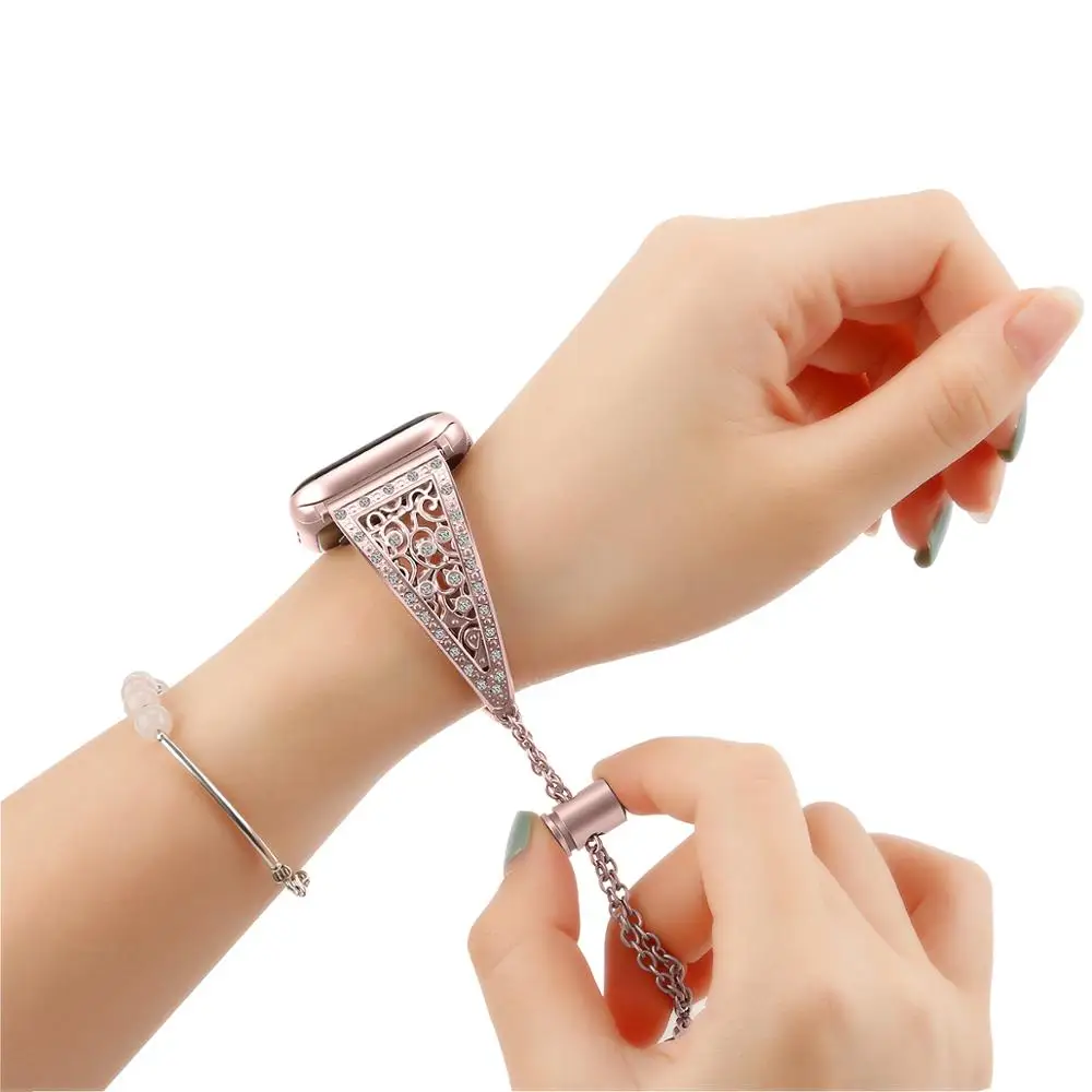

2pcs Diamond Strap For Apple watch band 40mm 44mm 45mm 41mm 38mm 49mm stainless Steel Bracelet iwatch series 10 9 se 8 7 ultra 2