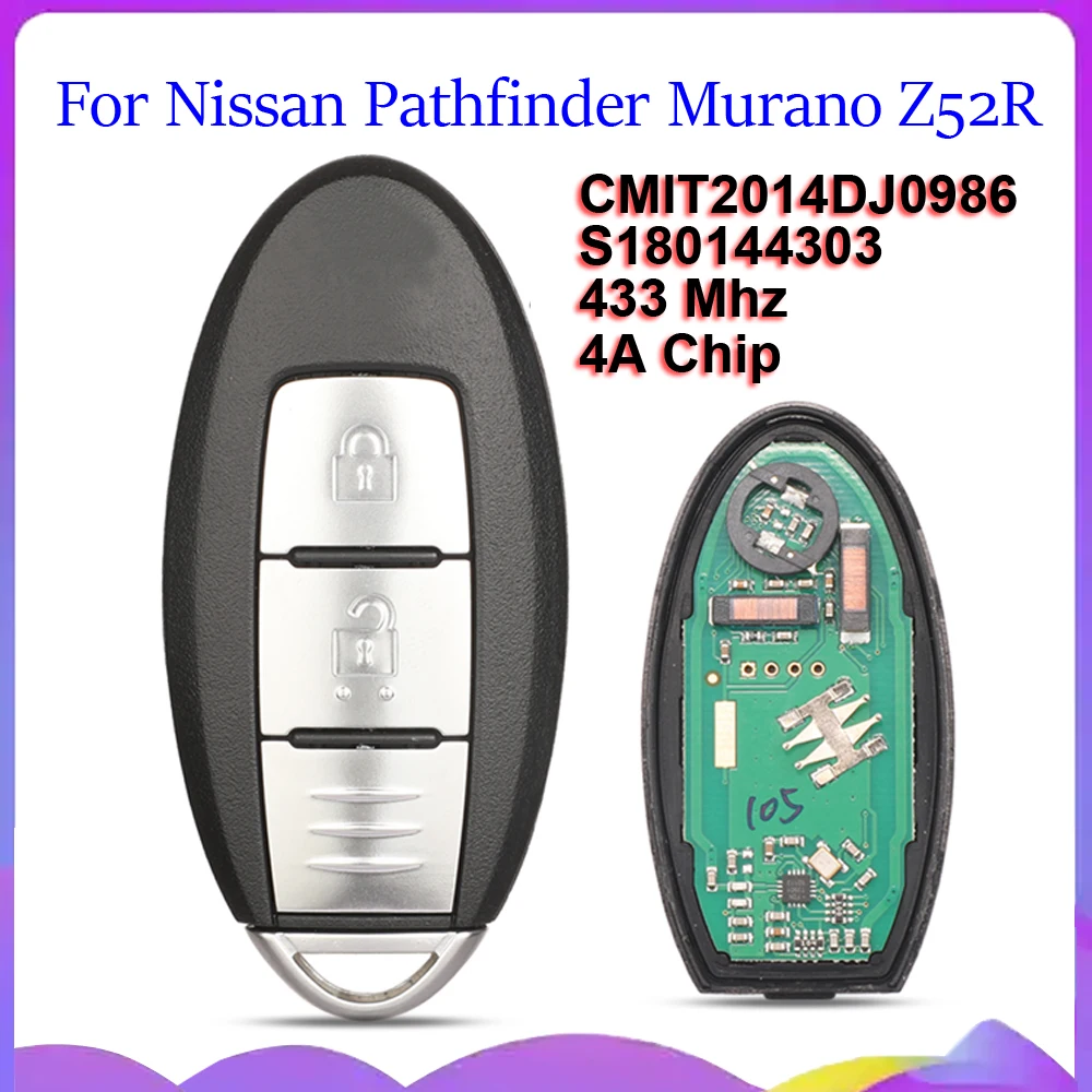 Jingyuqin New 433Mhz FSK 4A PCF7953M Chip S180144303 S180144305 Keyless Remote Smart Car Key For Nissan Pathfinder Murano Z52R