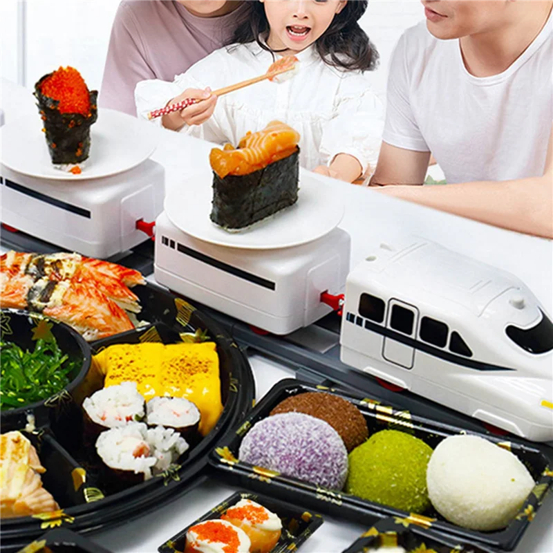 

5X Sushi Train Rotary Sushi Toy Track Conveyor Belt Rotating Table Kid Food Train Set DIY Sushi Making Family Sushi B