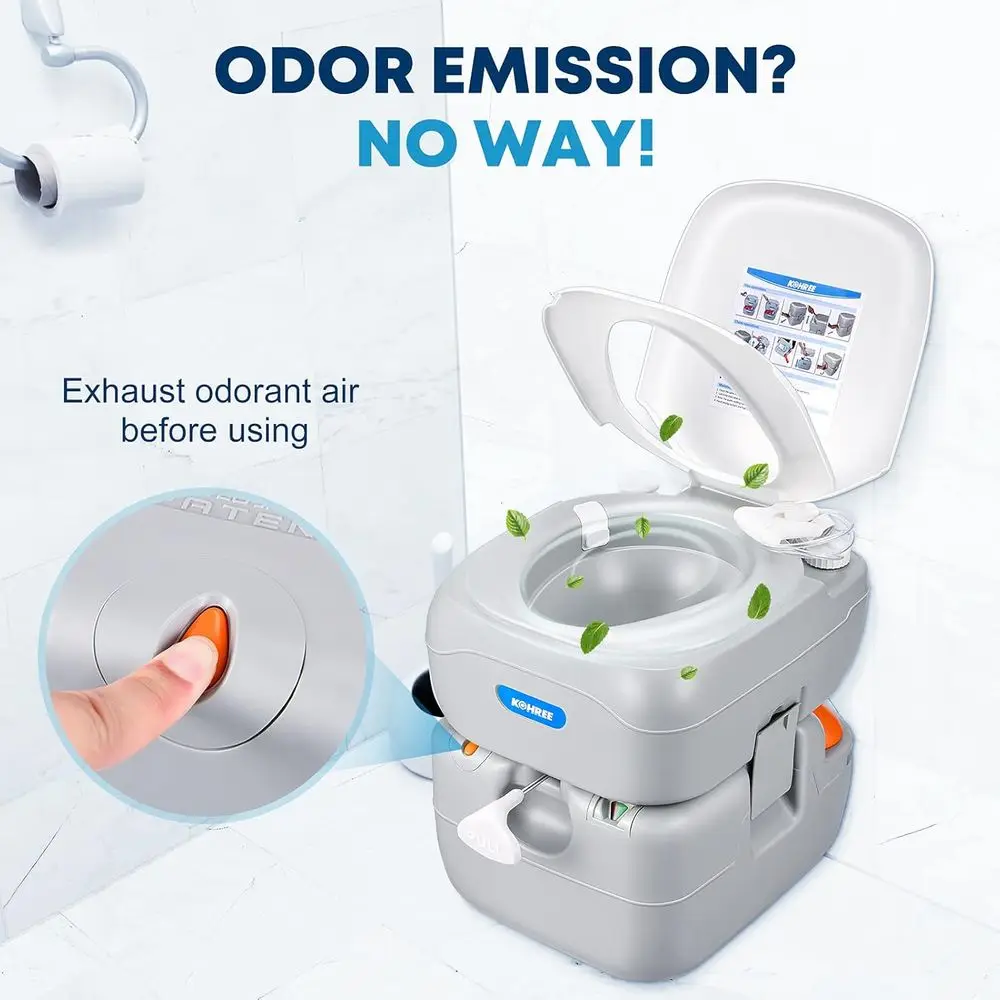 Vaso sanitário portátil para rv, vaso sanitário portátil para acampamento, tanque de resíduos removível de 5,8 galões, vaso sanitário à prova de vazamento interno e externo com nível de entrada