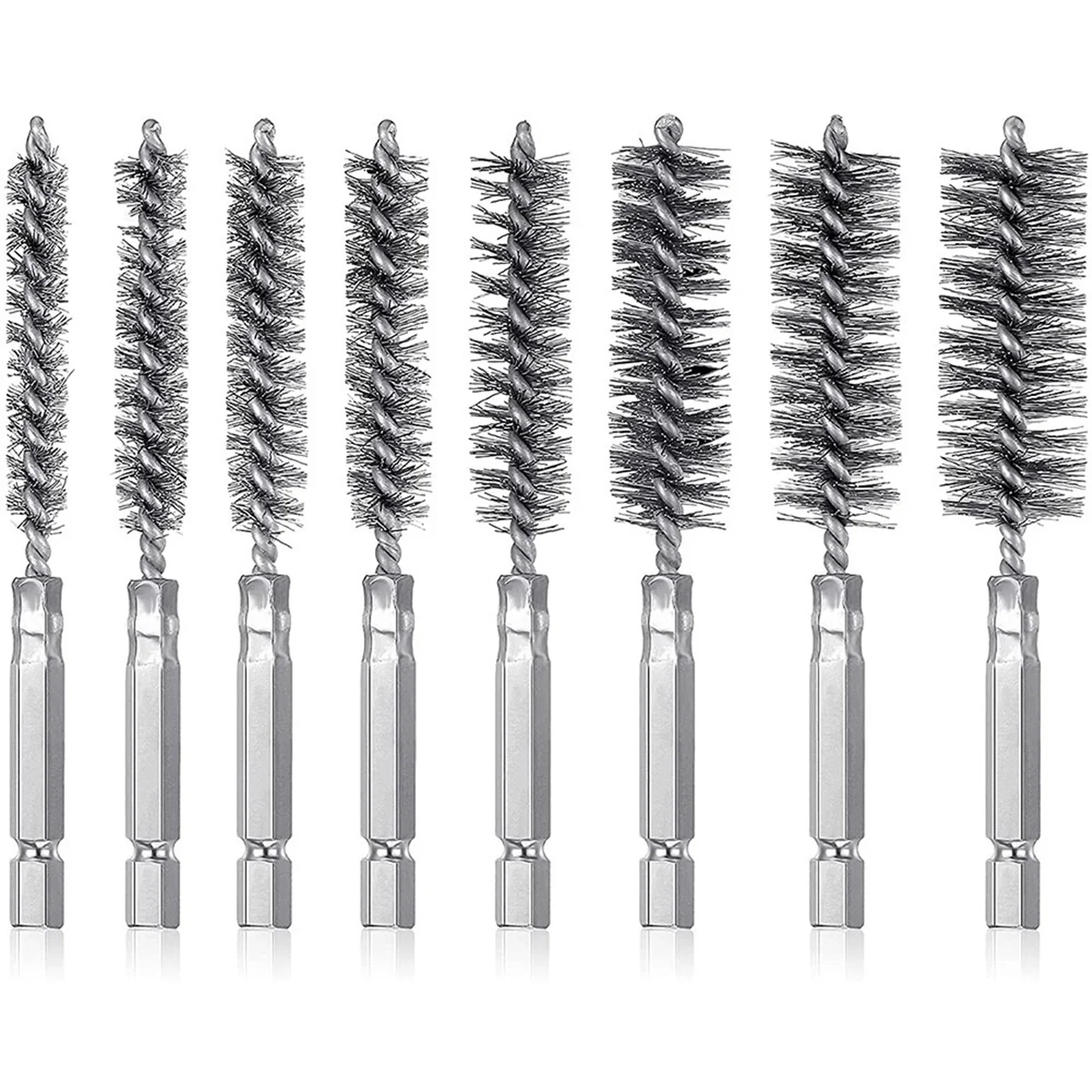 

8Pcs Wire Brush Drill Bit Set with 1/4 Inch Hexagon Shank Steel Wire Twisting Brush,Suitable for Drilling Percussion A