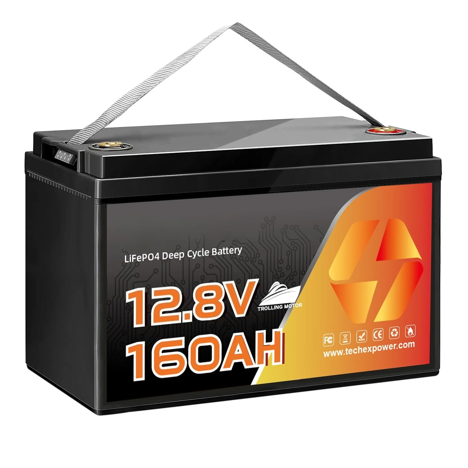 

12V 160Ah LiFePO4 Battery for Trolling Motor, 150A BMS, Built-in Bluetooth, Group 31, Low Temp Cut Off, Deep Cycle,, Customized