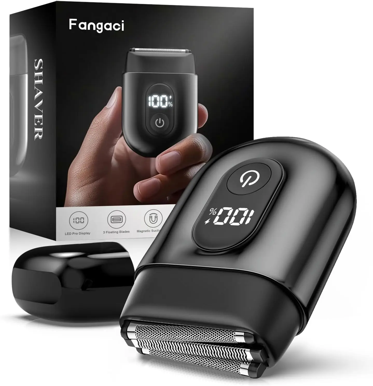 

Электробритва для мужчин: мини-бритва с LED-дисплеем, 3 плавающими лезвиями, водонепроницаемость IPX7, для влажного и сухого бритья, USB-C