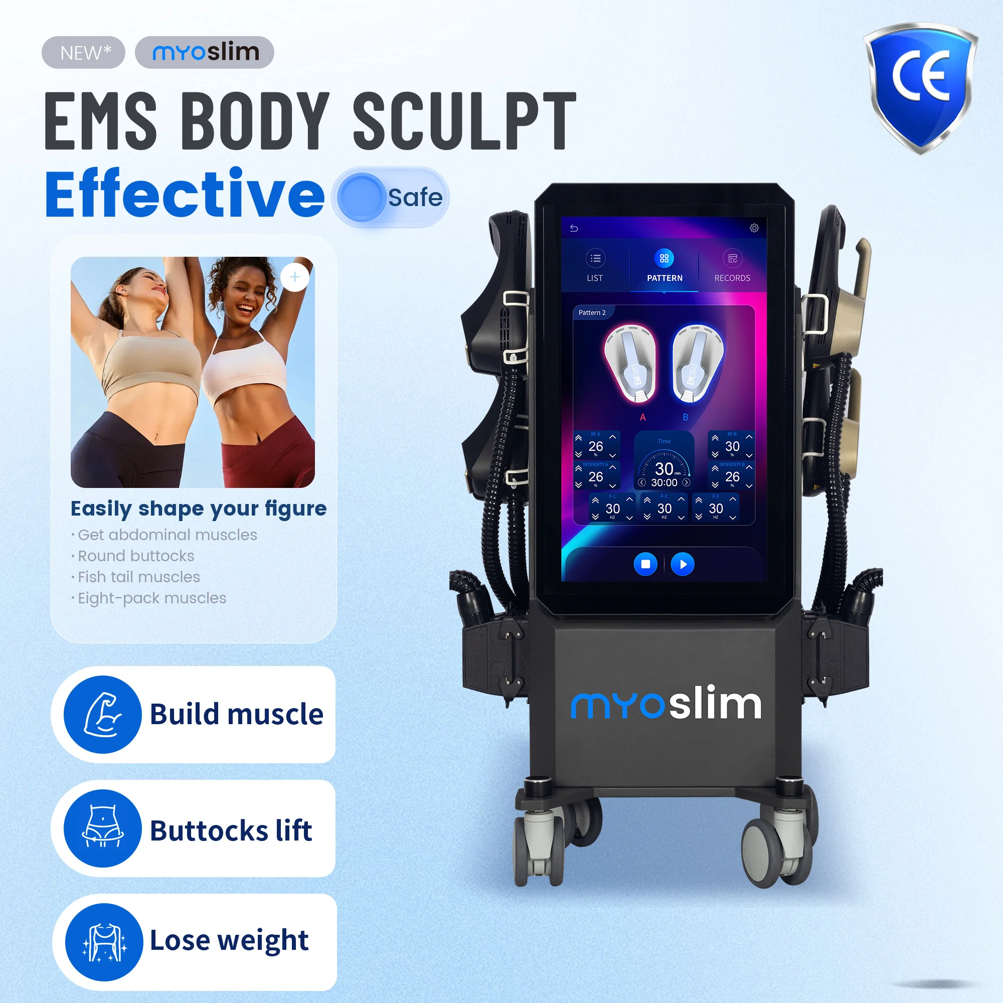 

Машина MYOSLIM RF Professional 6500 Вт 15Tesl-a EMS резьба Hi Emt для похудения тела стимуляция мышц резьба NEO 5 ручек