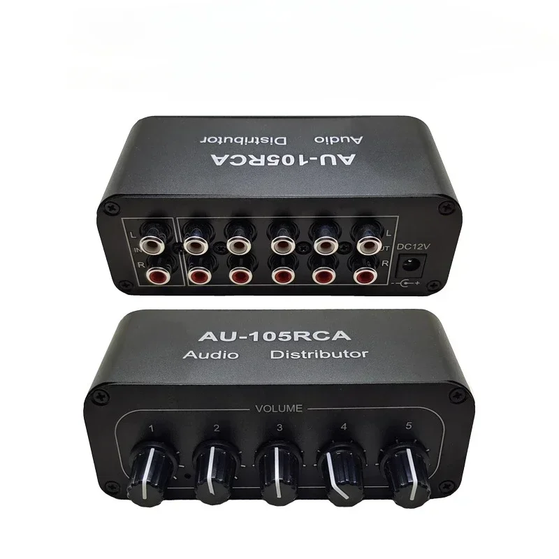 

Audio Distributor Two-channel Stereo Audio RCA Splitter One Way input Five Way Output Connect To Power Amplifier