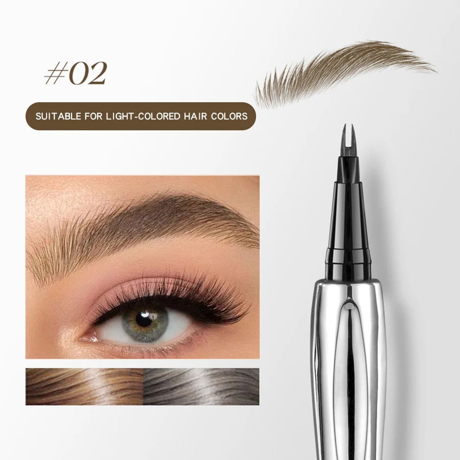 2-Punkt-Flüssigkeit, wasserdicht, schweißfest, Augenbrauenstift, gebogener Augenbrauenstift mit Gabel und präzises Make-up mit Pinselspitze