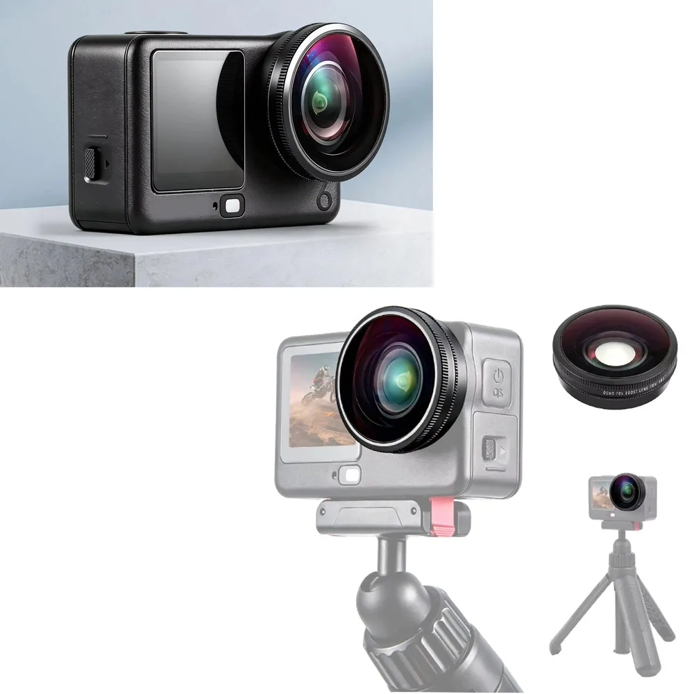 

185° Wide Angle Lens for DJI Osmo Action 6 FOV Boost Lens Action Camera Accessory for Cycling Skiing Outdoor Vlog Shooting