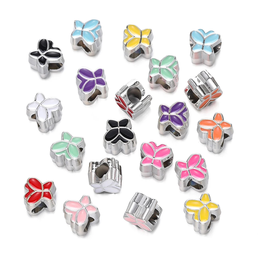 5pcs/Lot CCB Butterflies Loose Beads Colorful Necklaces Bracelets Big Hole Beads Spacer Charms for DIY Jewelry Making Accessorie