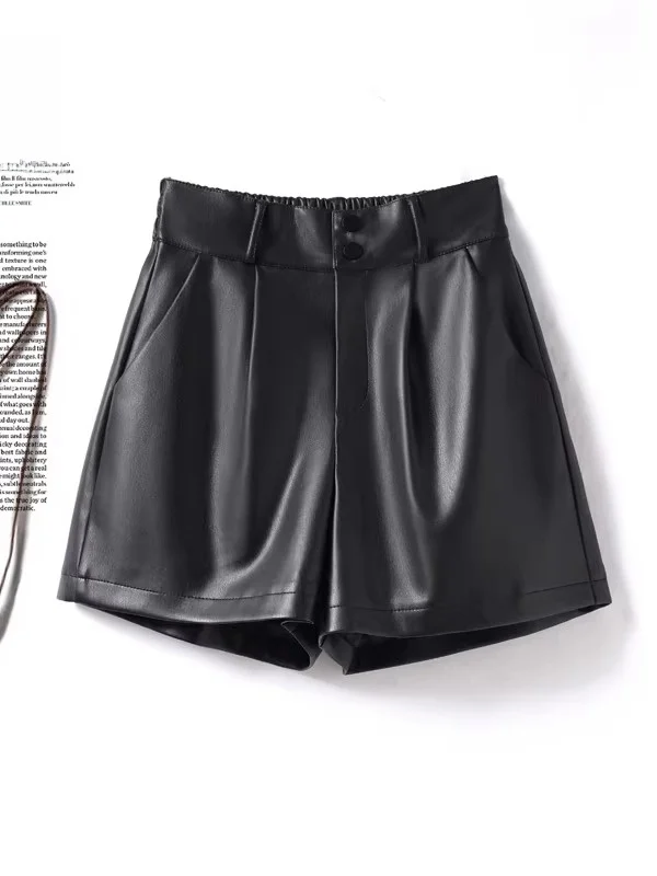 

Женские кожаные брюки с высокой талией, облегающие, осенне-зимние, новые, свободные, с широкими штанинами, из натуральной кожи, верхняя одежда