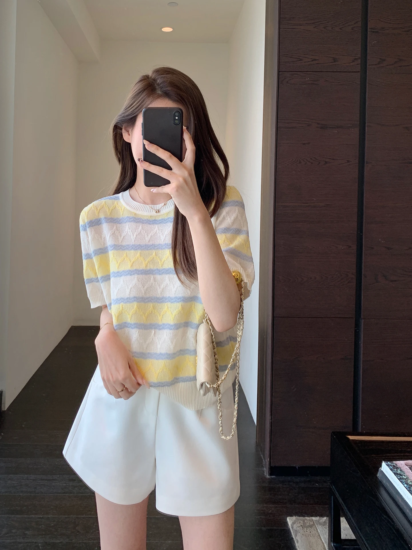 

Summer Feel Lazy Fashion Tassel Stripe Short Sleeve Knitted Top Women's Thin New 2026 Casual Loose Fit Soft Breathable