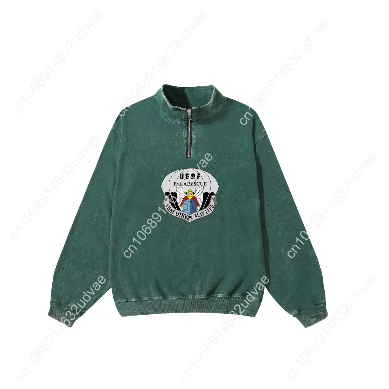 Força aérea dos eua pararescue retro moletom homem mulher adolescente vintage pulôver meio zíper suor feito sob encomenda topos manga tshirt