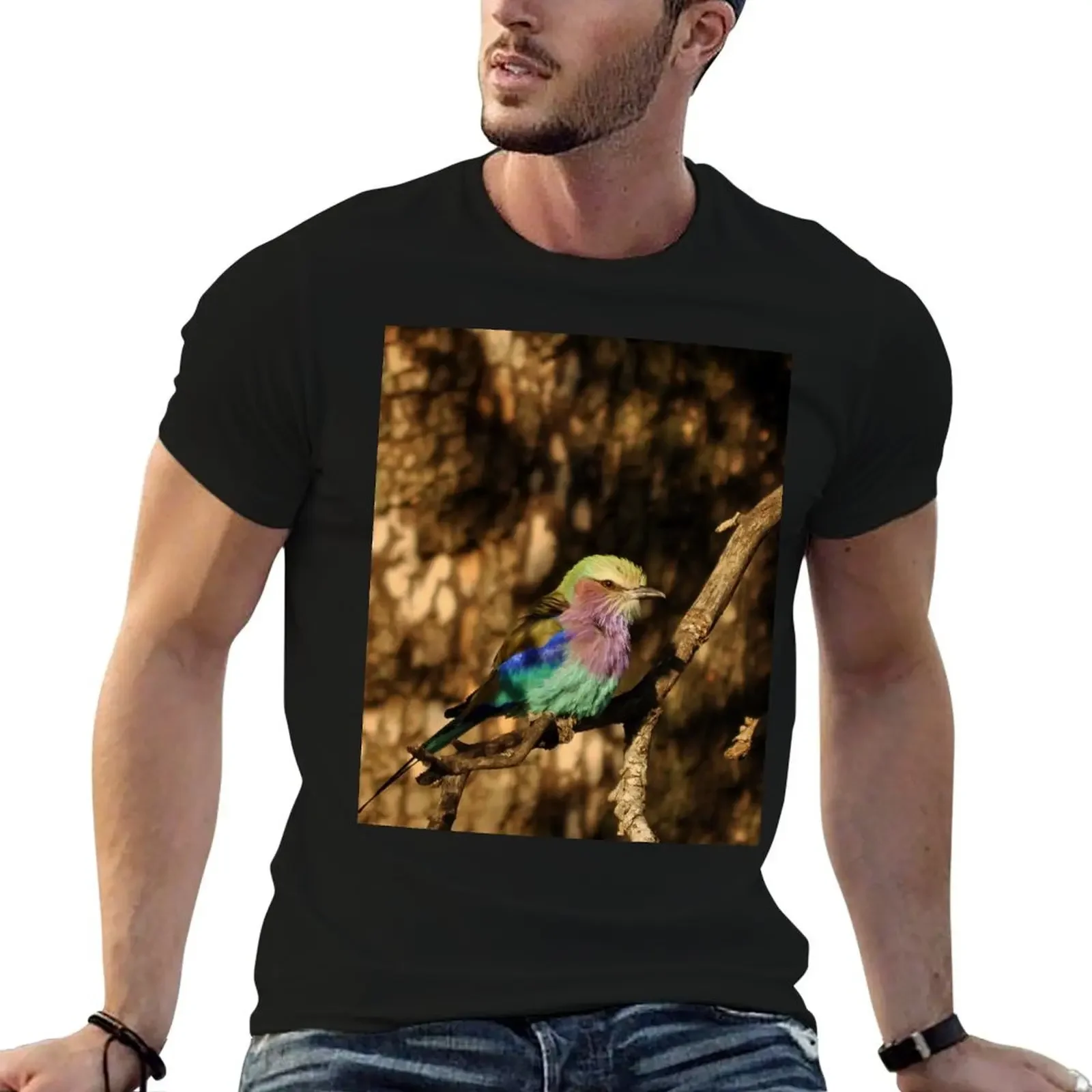 

Lilac-breasted roller Coracias caudata bird lila blue Africa T-Shirt anime oversized plain black t shirts men