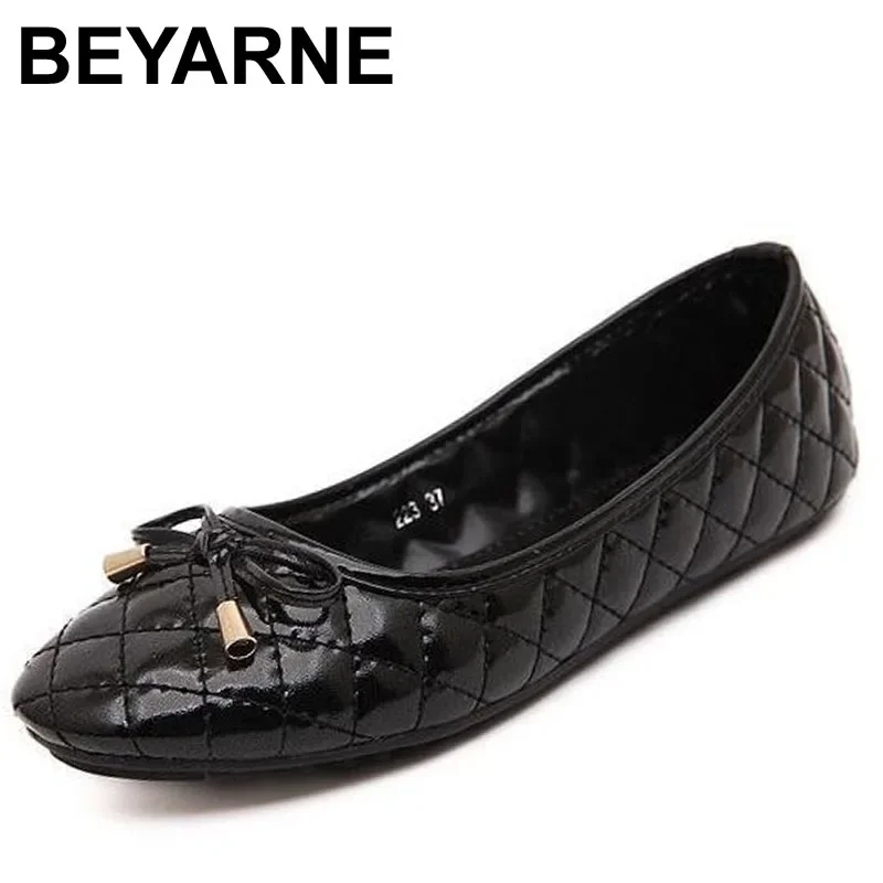 

BEYARNEElegant женские весенние и осенние туфли с бантиком на плоской подошве, модные туфли-лодочки, женские повседневные брендовые туфли, бесплатная доставка