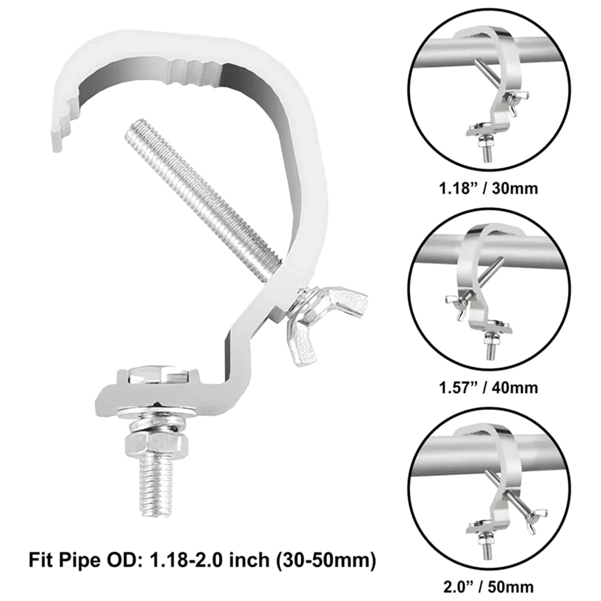 Abrazadera Truss C de 1,18-2 pulgadas, paquete de 10 abrazaderas para luces de escenario, aptas para tubo OD de 30-50mm, abrazadera C de carga de 55LB para iluminación de DJ