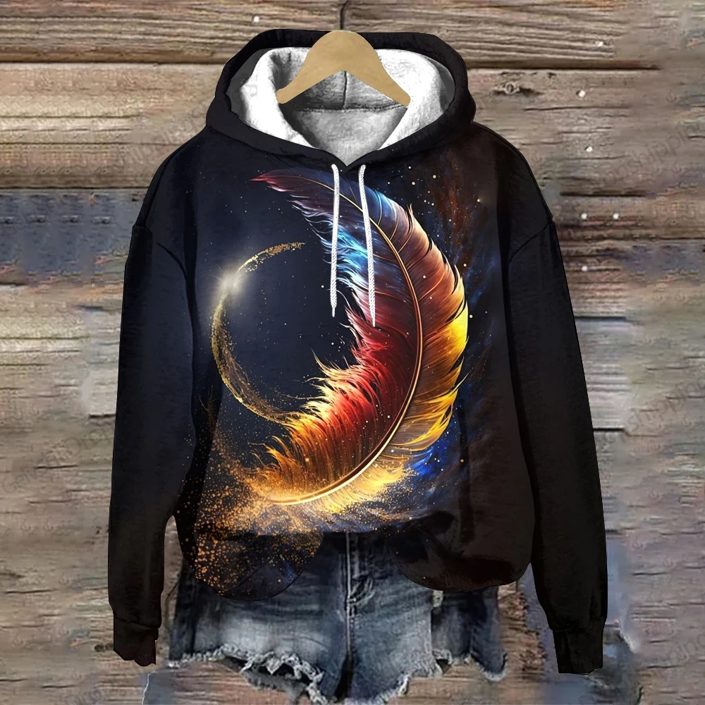 Luxury Feather 3d Print Hoodie Men Women Fashion Oversized Hoodies Women Sweats New Year Coat Floral Style Hoodie Gift