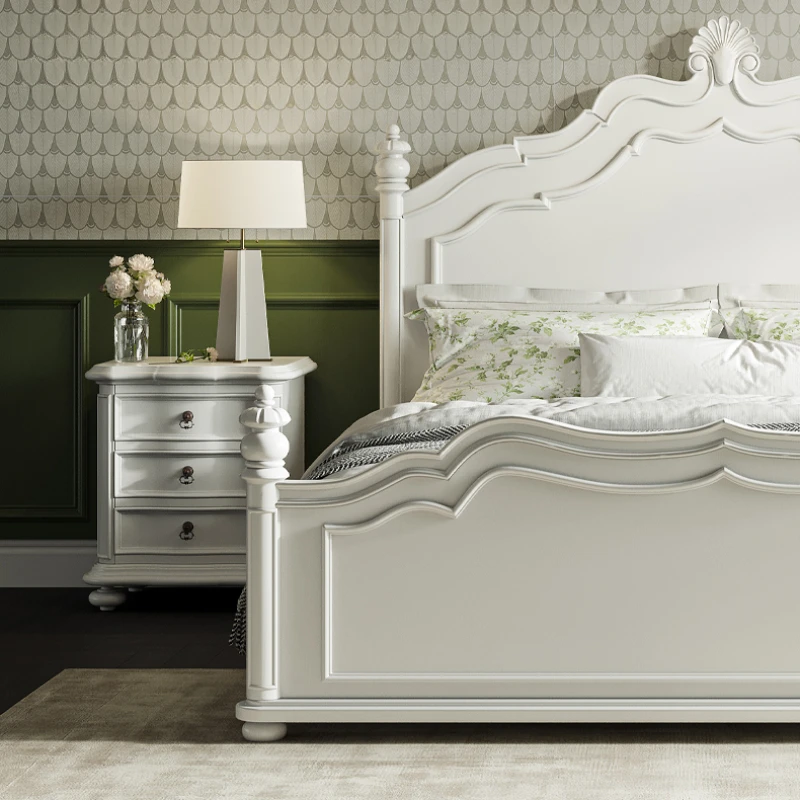 Letto matrimoniale piuttosto elegante Letto di lusso leggero in stile francese Princess Comferter Cama Box Casal Furniture Home