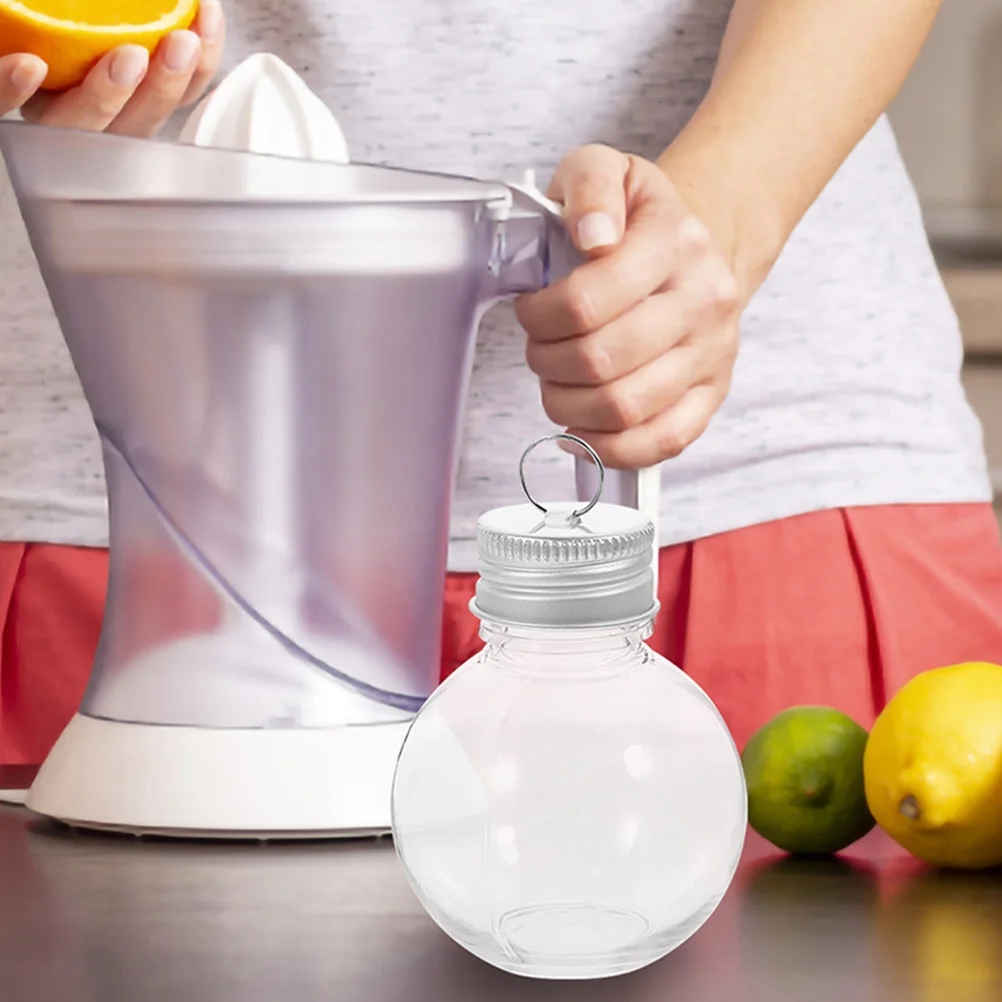 

6Pcs Portable Clear Bulb Bottles Multi Function Plastic Drink Containers with Tight Lids for Juice Milk Coffee Party Decor Use