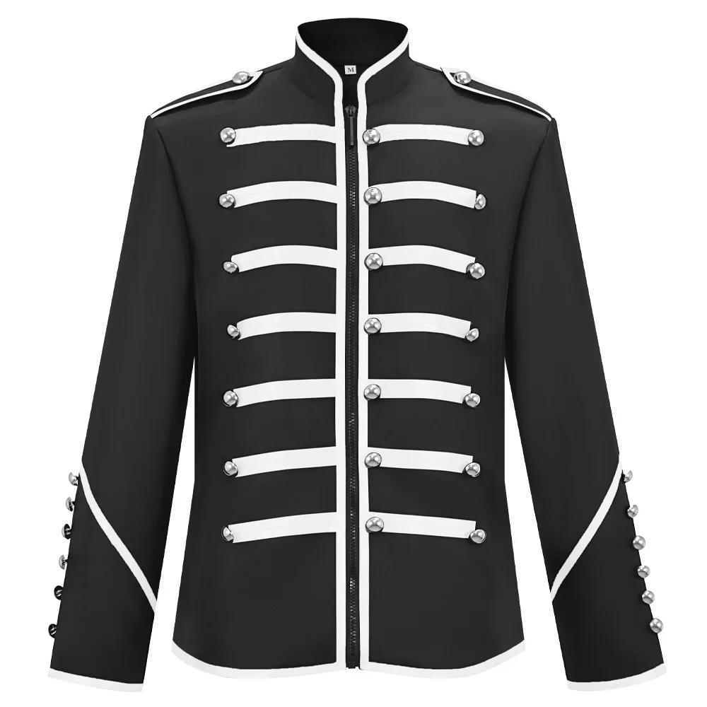 

Мужская куртка в готическом стиле в стиле ретро, сюртук, пальто в стиле стимпанк, викторианский утренний стимпанк, верхняя одежда с воротником-стойкой и длинным рукавом, повседневное ретро-панк-пальто