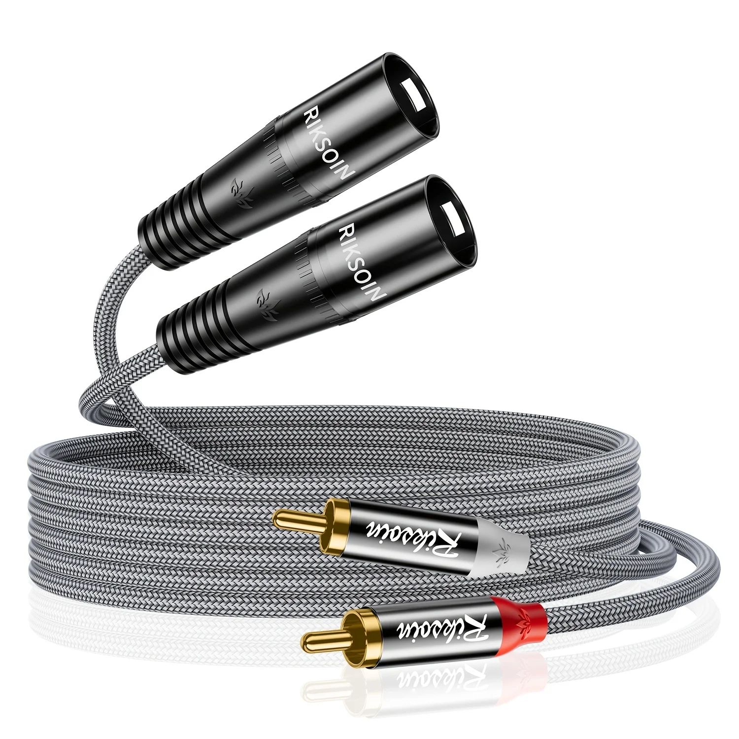 RIKSOIN RCA-zu-XLR-Kabel, 2RCA-Stecker auf 2XLR-Stecker Hi-Fi-Stereo-Audiokabel für Verstärker, Mixer, Mikrofon