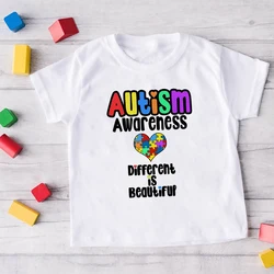 Autism Awareness Kids Tshirt Toddler T-shirt Boy Girl Clothes Autism Heart Chilld Shirt Care for Autistic Patients Children Tee