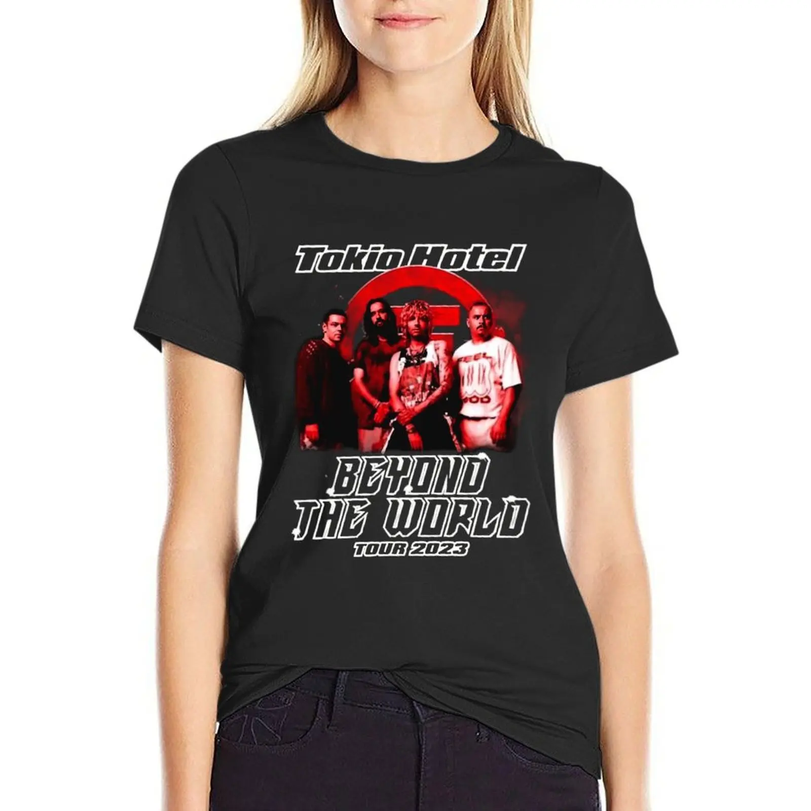 

TOKIO HOTEL BEYOND THE WORLD TOUR T-Shirt lady clothes tops oversized t shirts for Women