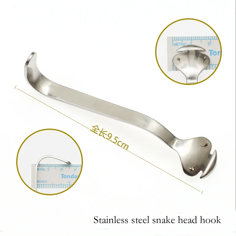 Orbital retractor สแตนเลส conjunctival สองหัว retractor หัวงูกับเครื่องมือตะขอ retractor