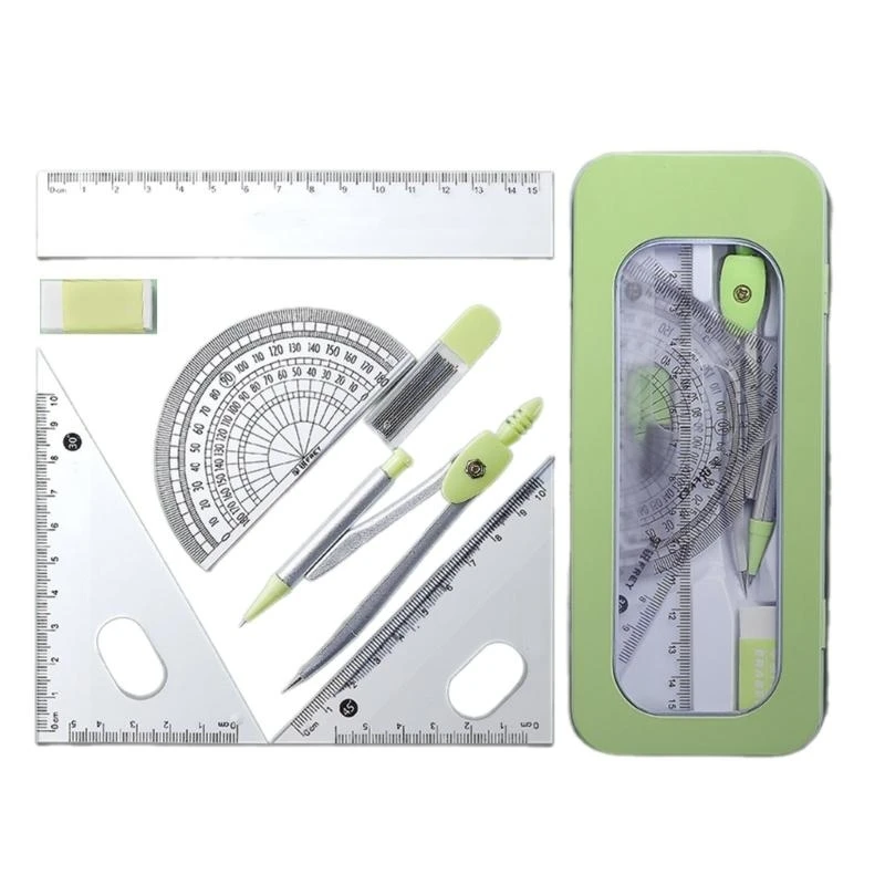 

J0MB Student Geometry Math Drawing Set with Set Square, Eraser, Protractor