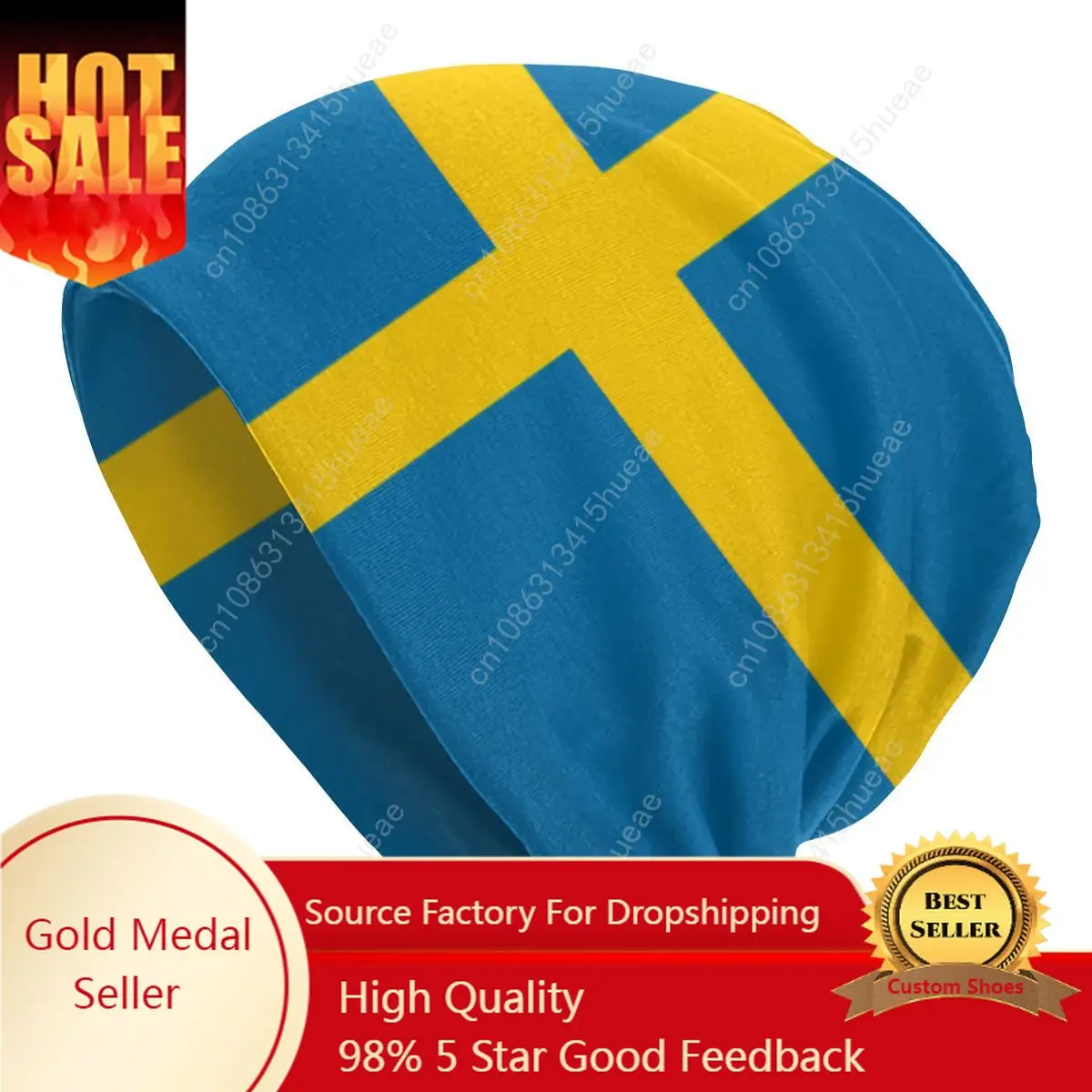 Flag Of Sweden Slouchy Beanie Men Women Unisex Streetwear Winter Warm Skullies Beanies Hats Adult Knitted Bonnet Cap