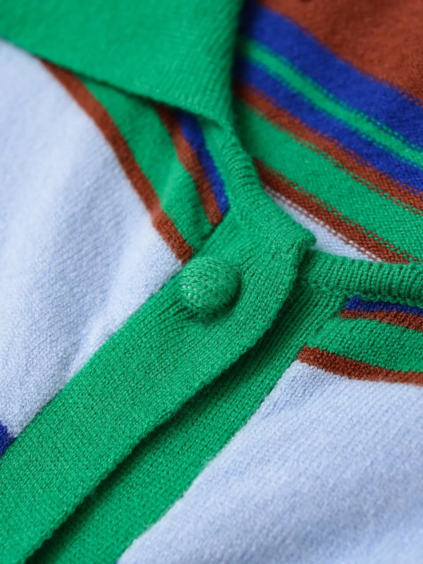 Otoño nuevo estilo Retro suéter de punto de rayas horizontales cárdigan de mujer cuello vuelto suéter de manga larga Top