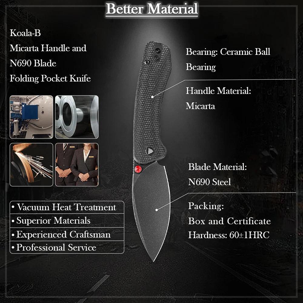 Cuchillo plegable TRIVISA Koala-B – EDC táctico para acampada y caza