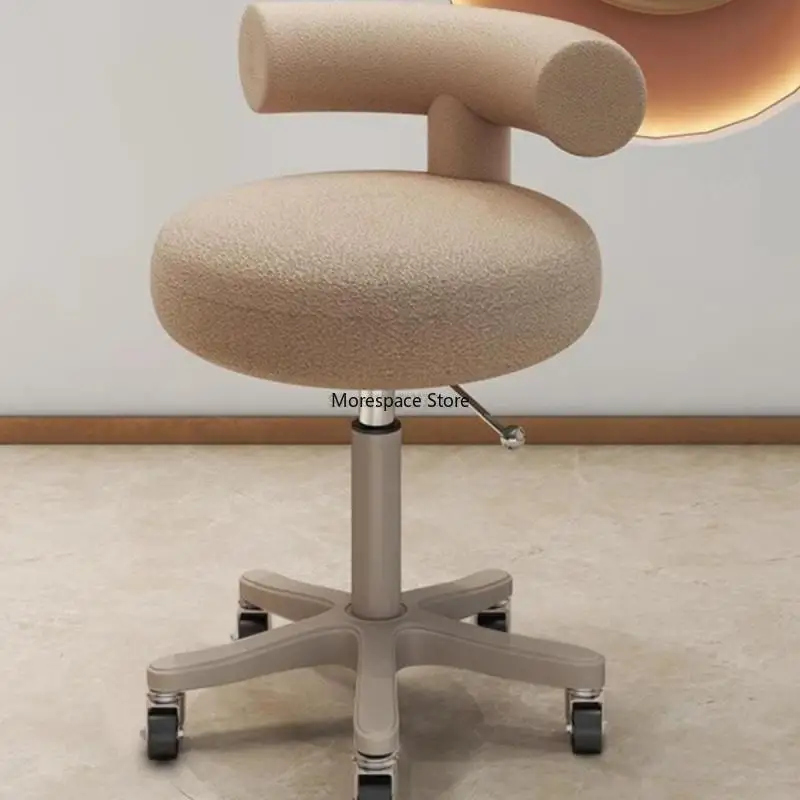 Beauty Stool Lambskin Beauty Chair Backrest Pulley Swivel Chair Workpiece Stool Hairdressing Chair Special Stool Office Chairs