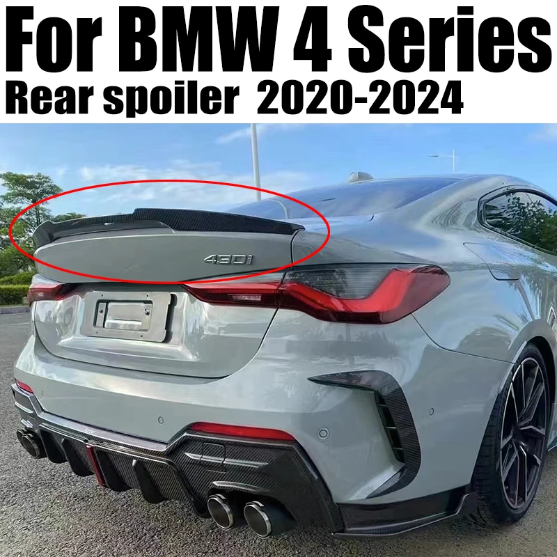 

For BMW 4 Series G22 2020-2024 M4 Style Car Rear Trunk Lid Boot Ducktail Lip Spoiler Wings Black Carbon Accessories