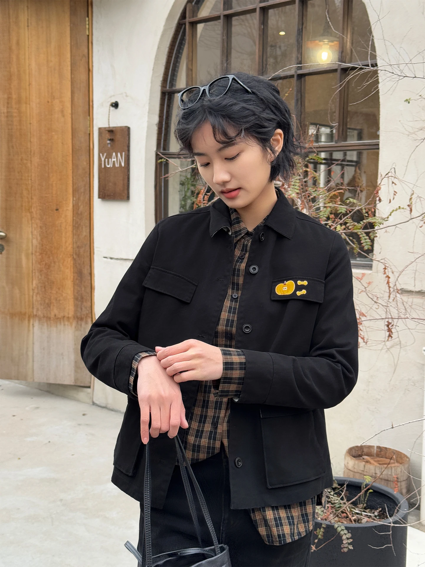 

Bla Printed Casual Cotton Jaet Women's Loose Fit Faion Spring 2026 Simple Sle Long Sve Button up Coat