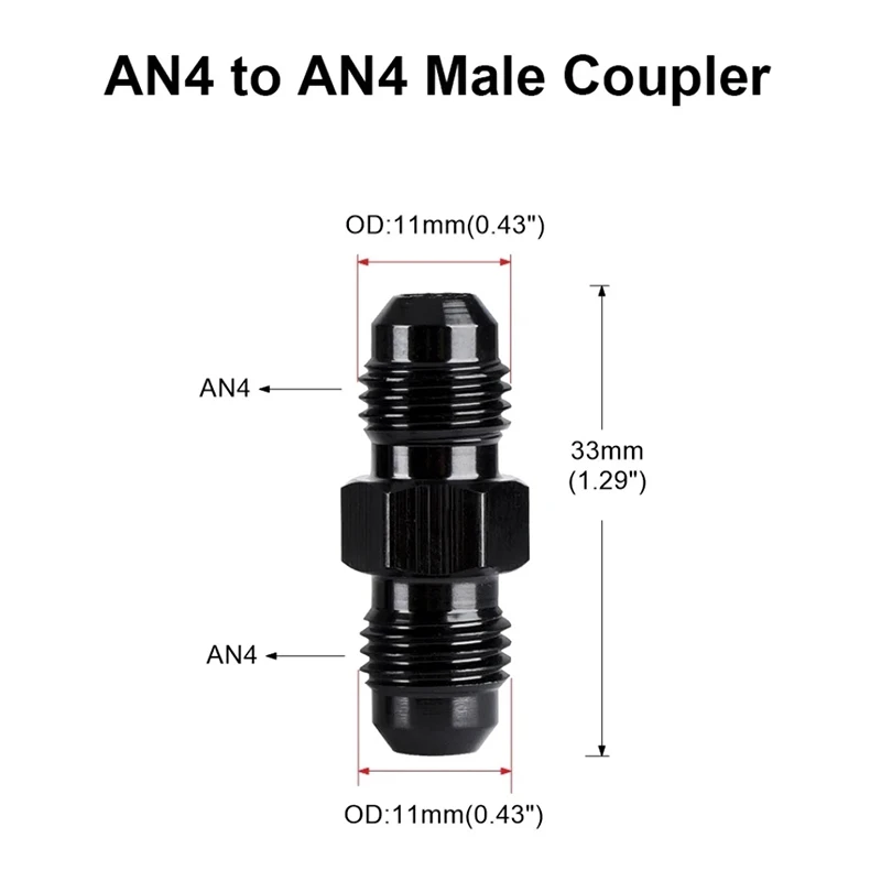 Fuel Hose End Adapter Joint  AN6 AN8 AN10 AN12 With The Same Model On Both Ends Threaded Oil Pipe Double Outer Thread Adapter