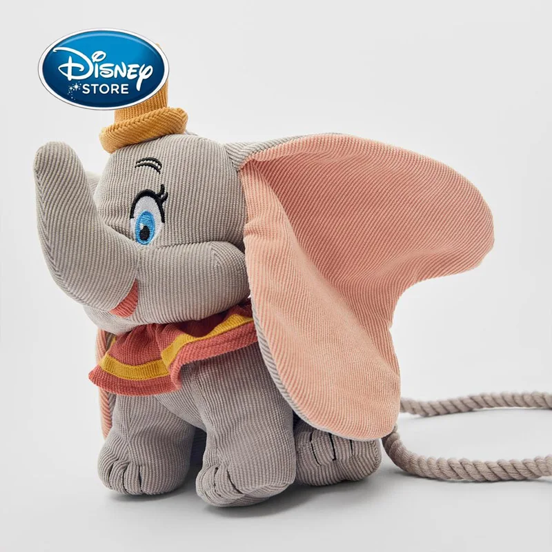 

Disney Dumbo Plush Doll Crossbody Bag Cute Women Shoulder Bags Grey 3D Elephant Children's Diagonal Mini Ladies Shoulder Bag