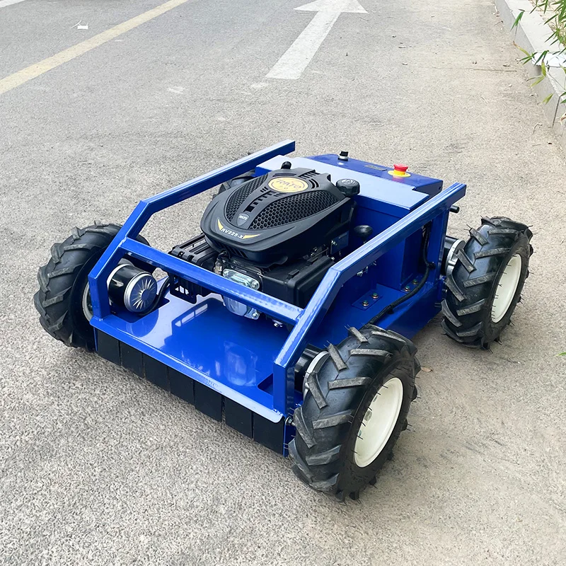 Customized zero-turn lawn mower with track-type remote-controlled agricultural lawn mower. CE certified. For sale in gardens.
