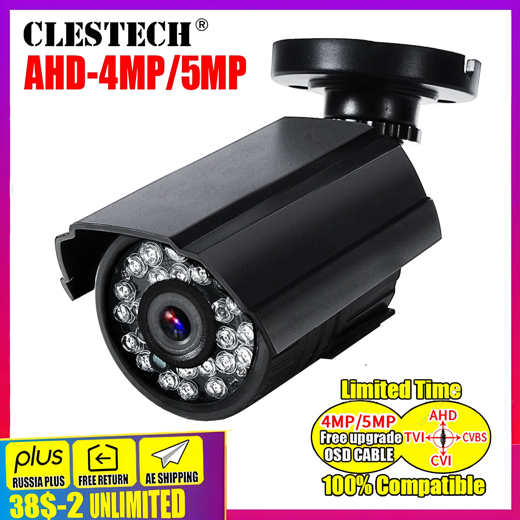 Sony IMX326 Sensor 4MP 3MP 2MP 5MP CCTV AHD Camera AHD-H Security Bullet CCTV Camera Outdoor Waterproof IP66 IRCUT Night Vision