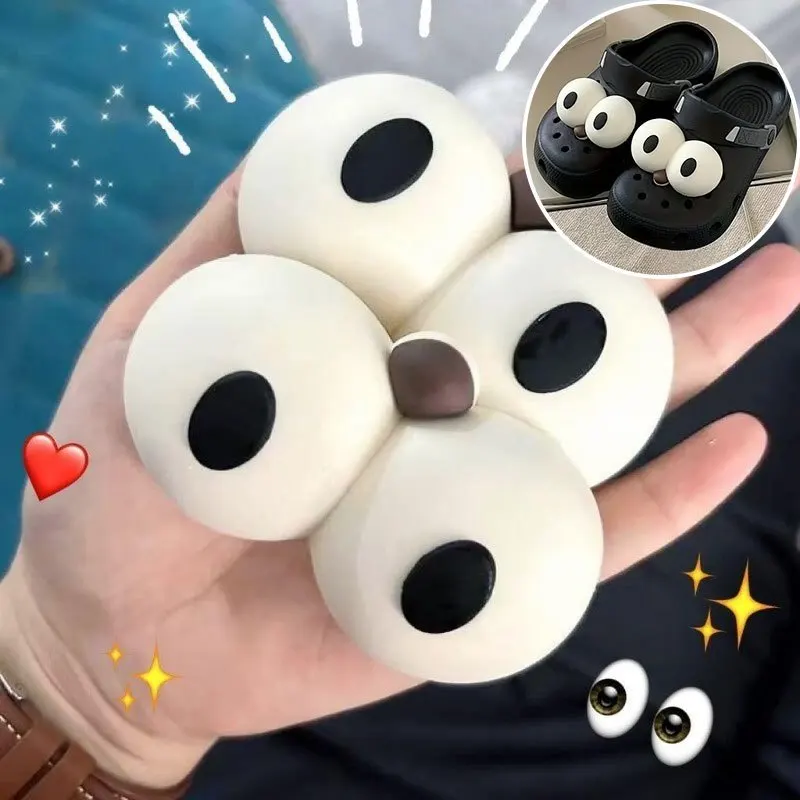 2PCS Cute Big Eyes Shoe Charms, Funny Detachable DIY Slipper Accessories Creative Ornaments for Shoes Daily, Party Decoration